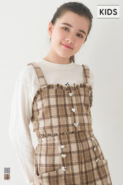【可配套】童裝英倫格紋愛心鈕扣小背心