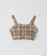 【可配套】童裝英倫格紋愛心鈕扣小背心