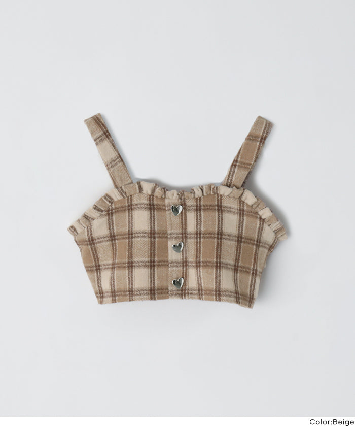 【可配套】童裝英倫格紋愛心鈕扣小背心