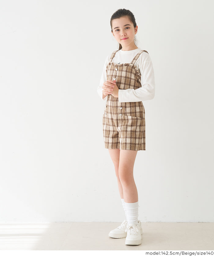 【可配套】童裝英倫格紋愛心鈕扣迷你褲裙
