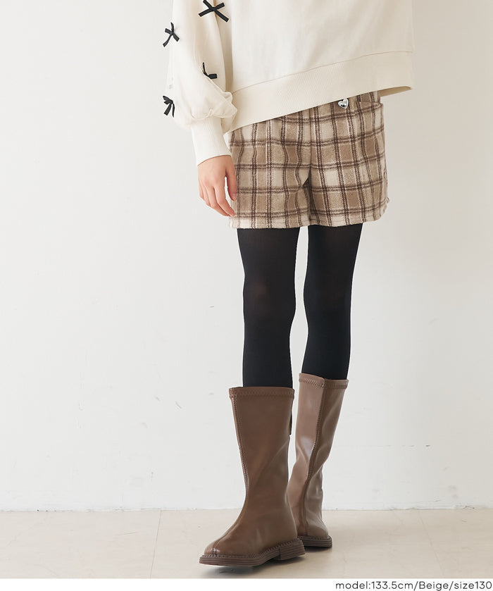 【可配套】童裝英倫格紋愛心鈕扣迷你褲裙