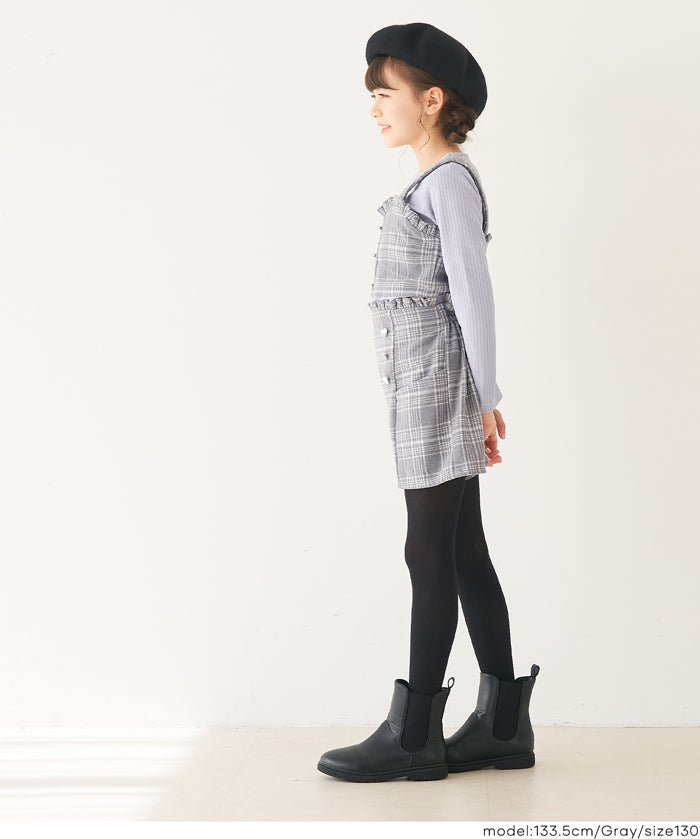 【可配套】童裝英倫格紋愛心鈕扣迷你褲裙