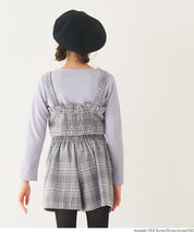 【可配套】童裝英倫格紋愛心鈕扣迷你褲裙