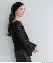 日系森系蕾絲編織長袖上衣