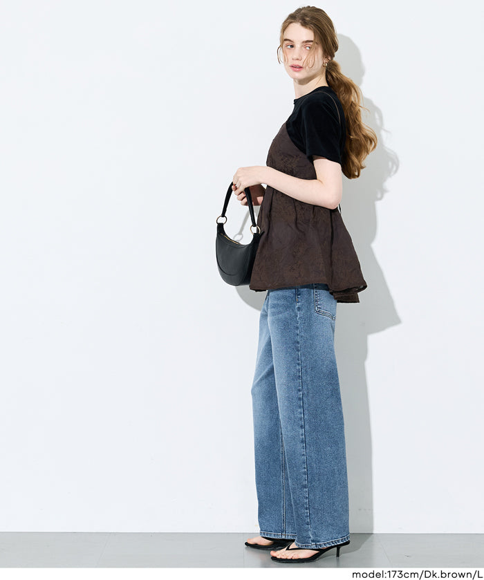 日系花紋後綁帶細肩帶背心 (Flower Back Ribbon Camisole)