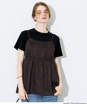 日系花紋後綁帶細肩帶背心 (Flower Back Ribbon Camisole)