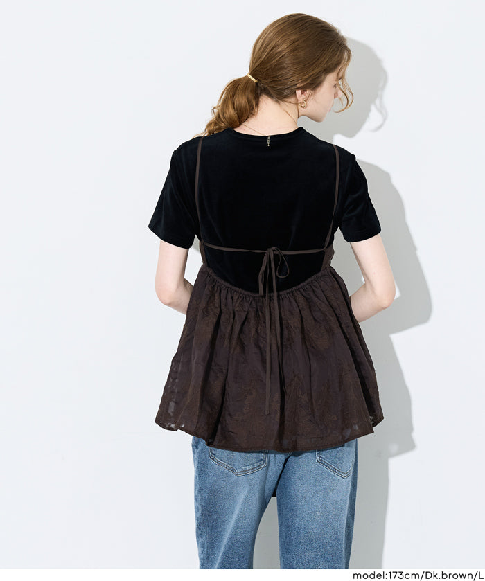 日系花紋後綁帶細肩帶背心 (Flower Back Ribbon Camisole)