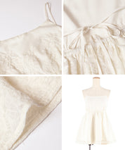 日系花紋後綁帶細肩帶背心 (Flower Back Ribbon Camisole)