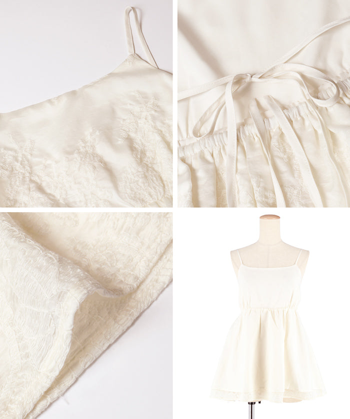 日系花紋後綁帶細肩帶背心 (Flower Back Ribbon Camisole)