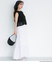 小花透膚抽褶無袖上衣 (Lace Shirring Blouse)