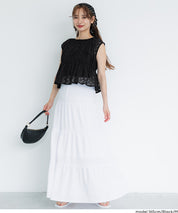 小花透膚抽褶無袖上衣 (Lace Shirring Blouse)