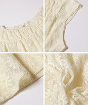 小花透膚抽褶無袖上衣 (Lace Shirring Blouse)