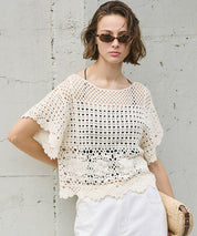 夏日勾針編織短袖上衣 (Flared sleeve crochet Top)