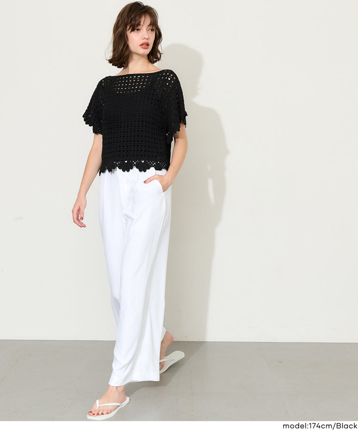 夏日勾針編織短袖上衣 (Flared sleeve crochet Top)