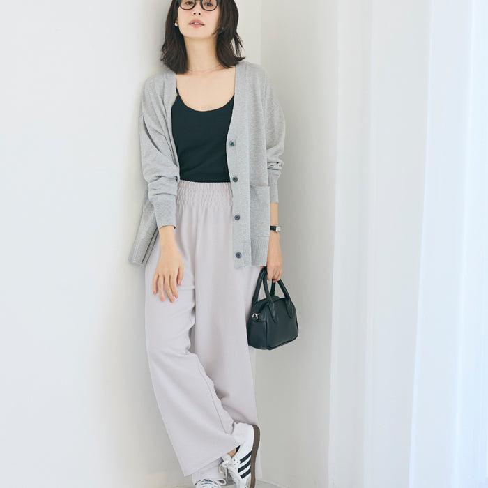 【壓紋機能】慵懶居家彈性休閒寬褲