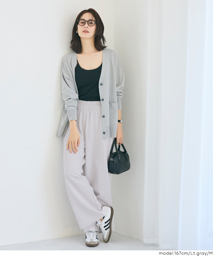 【壓紋機能】慵懶居家彈性休閒寬褲