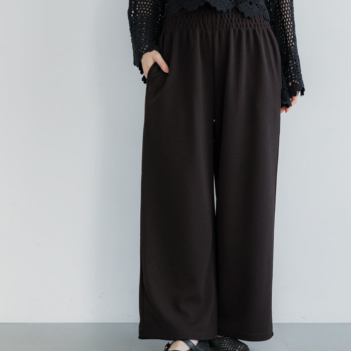 【壓紋機能】慵懶居家彈性休閒寬褲