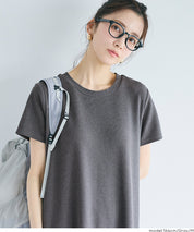 【壓紋機能】短袖休閒A字連衣長裙