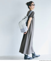 【壓紋機能】短袖休閒A字連衣長裙