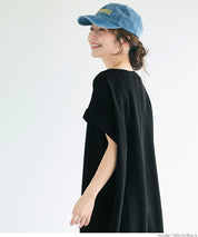Embossed boat neck short sleeve dress quick drying dryer safe 