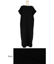 Embossed boat neck short sleeve dress quick drying dryer safe 