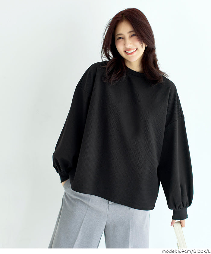 【壓紋機能】日系泡泡長袖上衣