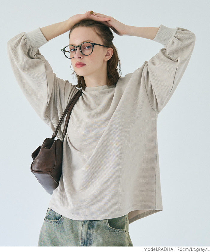 【壓紋機能】日系泡泡長袖上衣