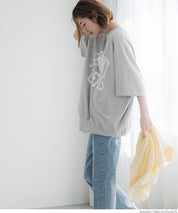 LOGO LOOSE 5/4 SLEEVE CROPPED NECK T-SHIRT