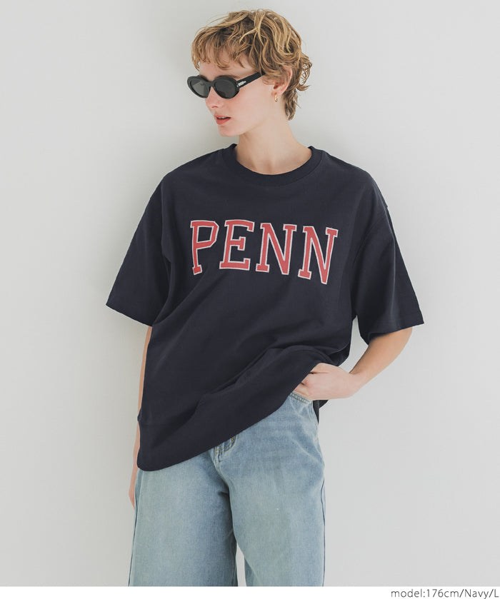 LOGO LOOSE 5/4 SLEEVE CROPPED NECK T-SHIRT