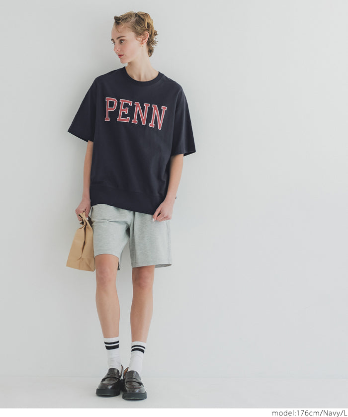 LOGO LOOSE 5/4 SLEEVE CROPPED NECK T-SHIRT