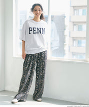 LOGO LOOSE 5/4 SLEEVE CROPPED NECK T-SHIRT
