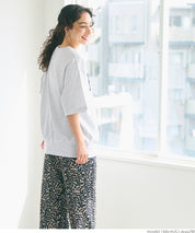LOGO LOOSE 5/4 SLEEVE CROPPED NECK T-SHIRT