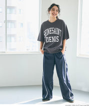 LOGO LOOSE 5/4 SLEEVE CROPPED NECK T-SHIRT