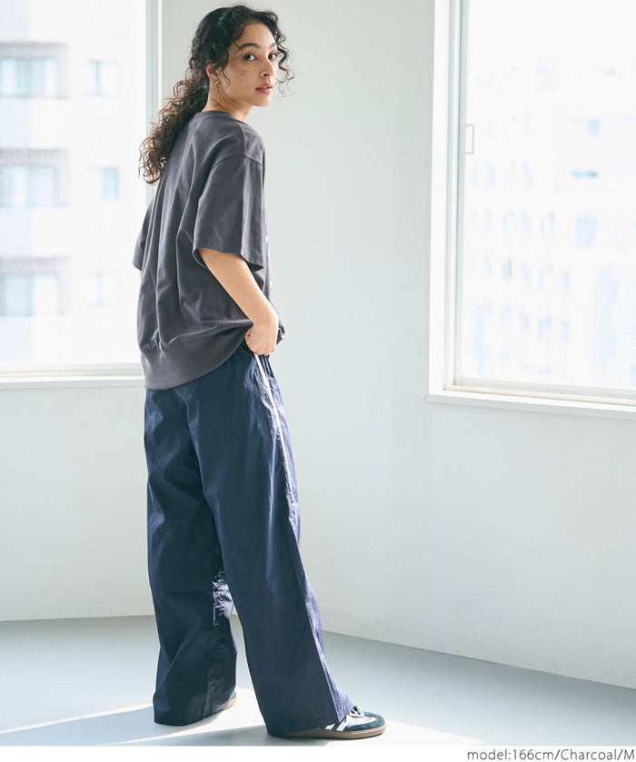 LOGO LOOSE 5/4 SLEEVE CROPPED NECK T-SHIRT