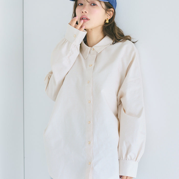 挺感棉質蝙蝠袖休閒襯衫