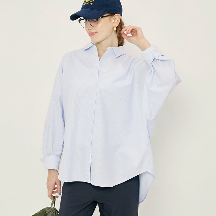 挺感棉質蝙蝠袖休閒襯衫