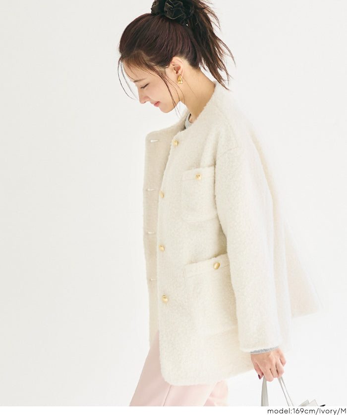 日系圈圈毛茸毛呢大衣