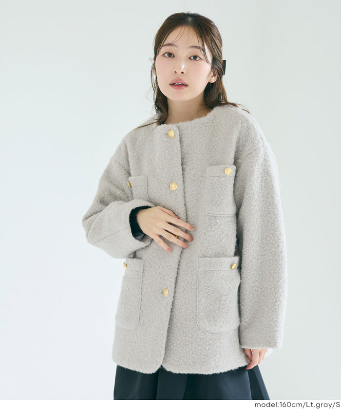 日系圈圈毛茸毛呢大衣