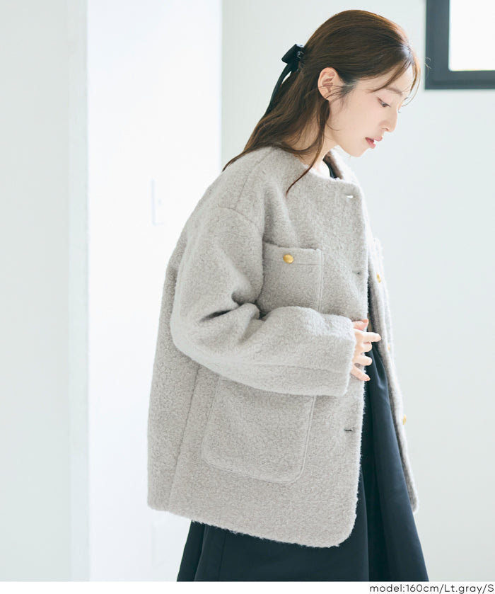 日系圈圈毛茸毛呢大衣