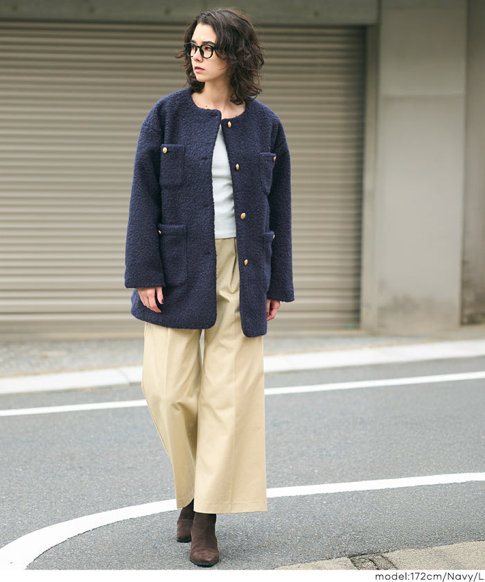 日系圈圈毛茸毛呢大衣