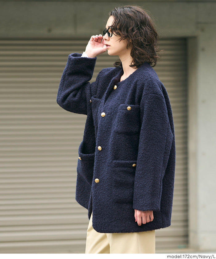 日系圈圈毛茸毛呢大衣