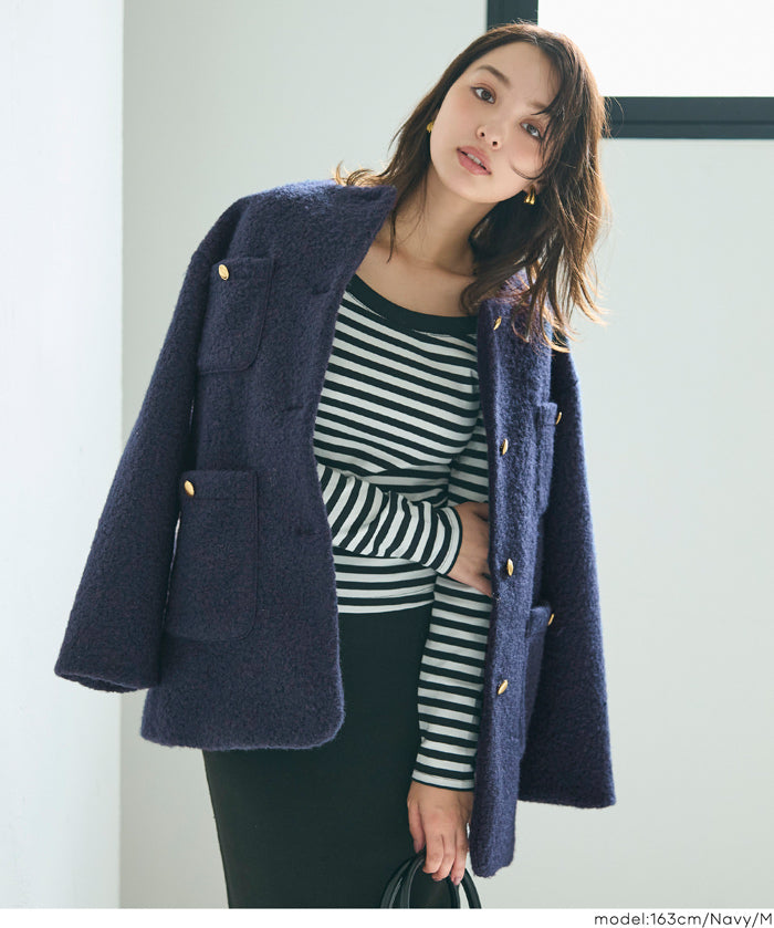 日系圈圈毛茸毛呢大衣