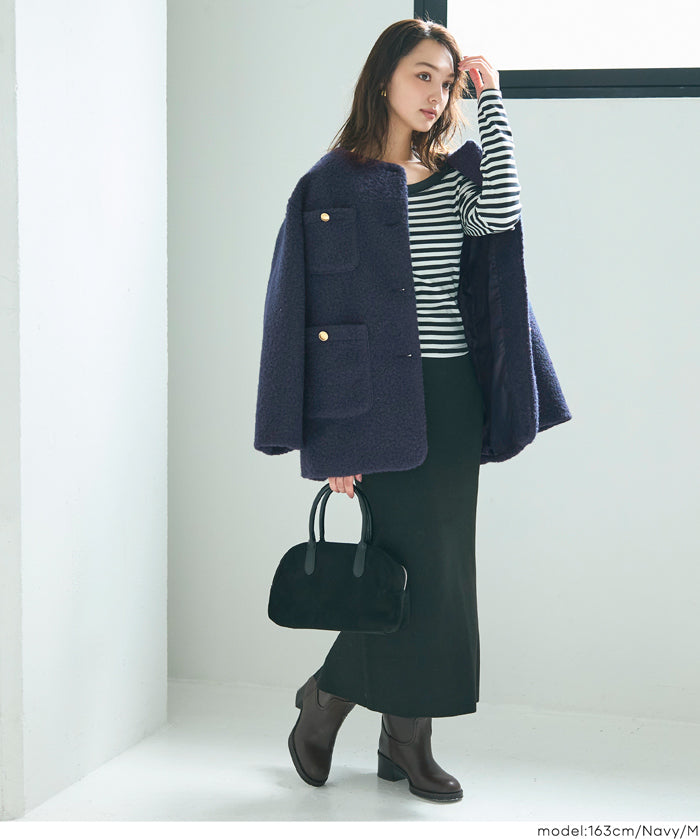 日系圈圈毛茸毛呢大衣