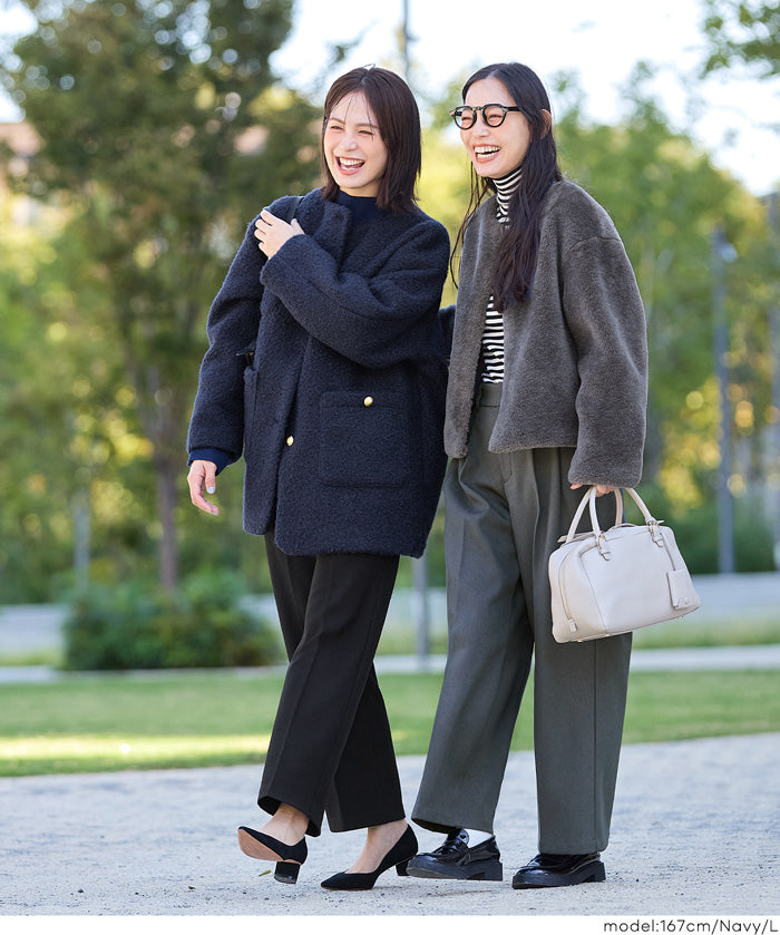 日系圈圈毛茸毛呢大衣