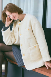 日系圈圈毛茸毛呢大衣