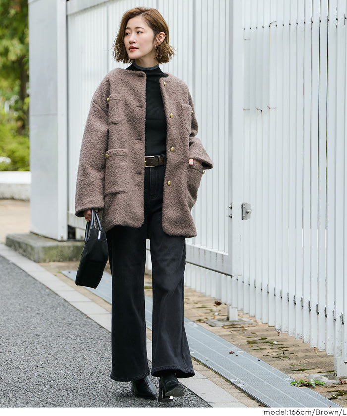 日系圈圈毛茸毛呢大衣