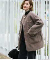 日系圈圈毛茸毛呢大衣