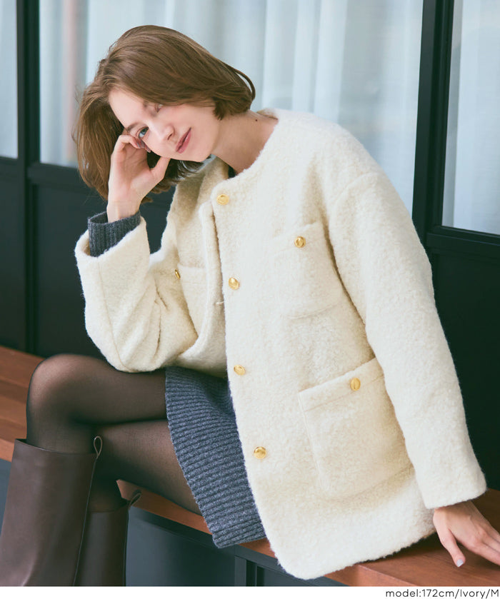 日系圈圈毛茸毛呢大衣
