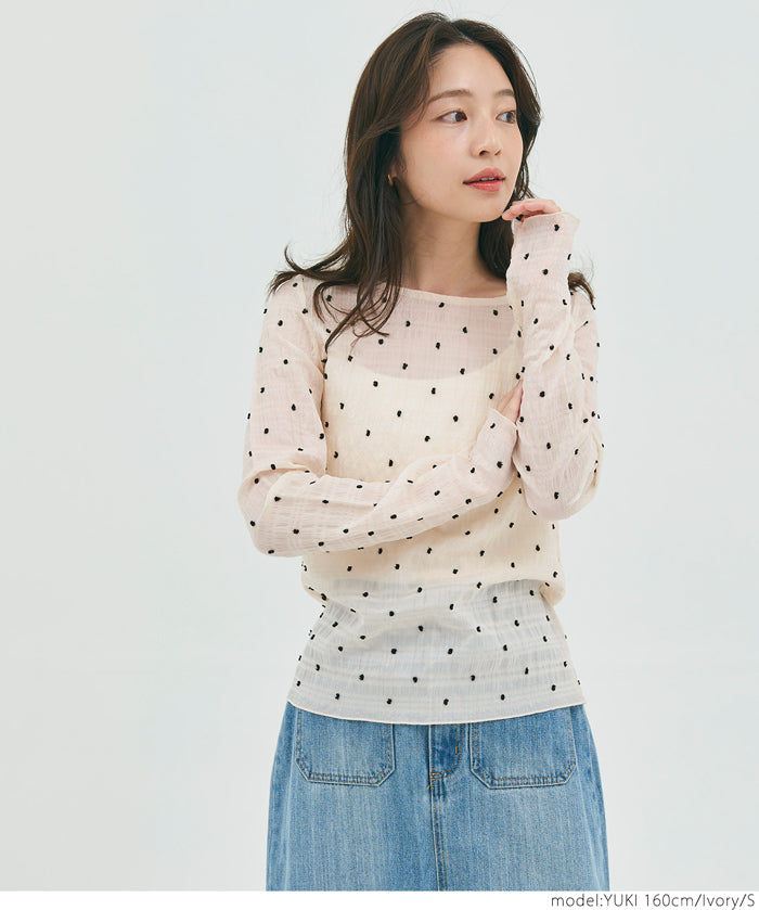 Polka dot sheer top