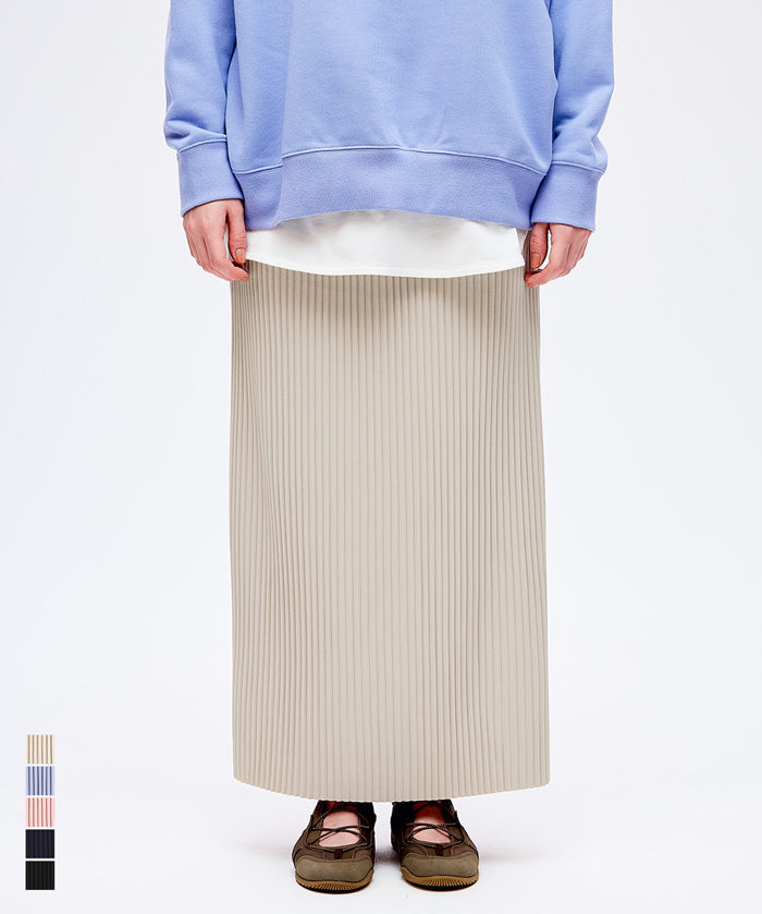 【可剪裁】休閒輕便百褶直筒長裙